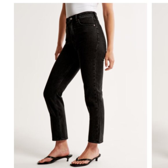 Abercrombie & Fitch - The Ankle Straight Ultra High-Rise Jeans | Size 24: Black - Picture 9 of 11
